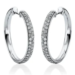 Pavé Creolen aus 750 Weißgold 82 Brillanten 0,86ct TW-VSI 25,6x3,1mm