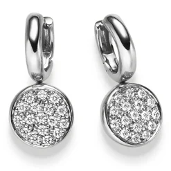 Pavé Ohrringe Creolen 11,5mm 585 Weißgold mit 34 Diamanten 0,50ct TW-SI