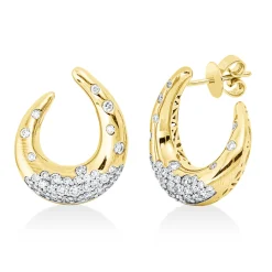 Pavé Ohrstecker aus 585 Gold gelb/weiß 68 Diamanten 0,81ct TW-SI 20x17mm