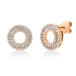 Pavé Ohrstecker aus 750 Gold Rotgold 146 Brillanten 0,73ct TW-SI Ø12mm