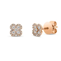 Pavé Ohrstecker aus 750 Gold Rotgold 58 Brillanten 0,19ct TW-SI 6,3x6,3mm
