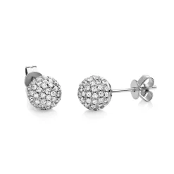Pavé Ohrstecker Kugel aus 750 Weißgold 128 Brillanten 0,93ct TW-SI Ø7,3mm