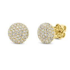 Pavé Ohrstecker rund aus 750 Gelbgold 110 Brillanten 1,12ct TW-VSI Ø10mm