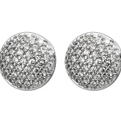 Pavé Ohrstecker rund Ø8,4mm 925 Silber mit 74 Zirkonia Ohrringe Ohrschmuck
