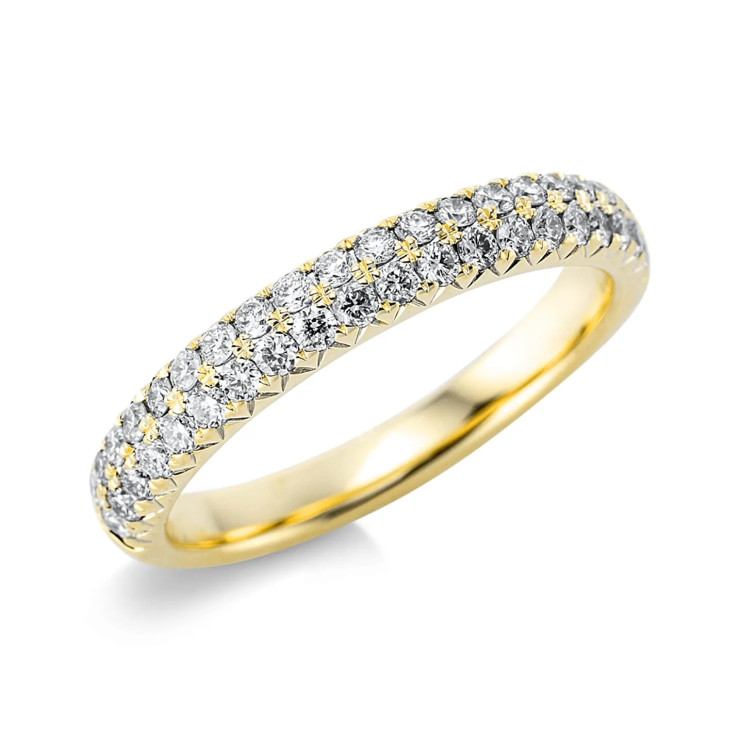 Pavé Ring aus 750 Gold Gelbgold 40 Brillanten 0,5ct TW-SI B:3,2mm