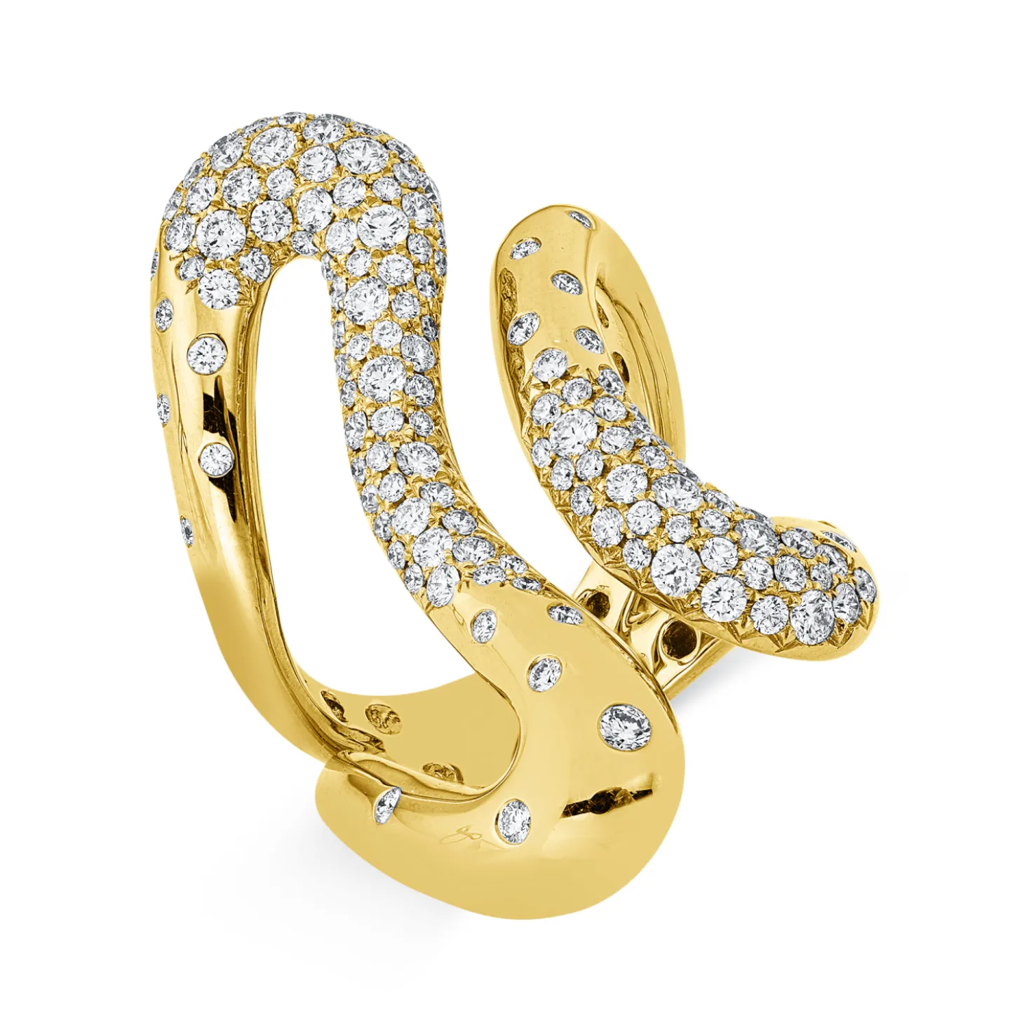 Pavé Ring aus 750 Gold Gelbgold 135 Brillanten 1,54ct TW-VSI B:36mm