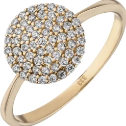 Pavé Ring aus 333 Gold Gelbgold mit 60 Zirkonia B: 10,4mm Goldring Fingerring