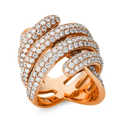 Pavé Ring aus 750 Gold Rotgold 244 Brillanten 4,19ct TW-VSI B:24,8mm