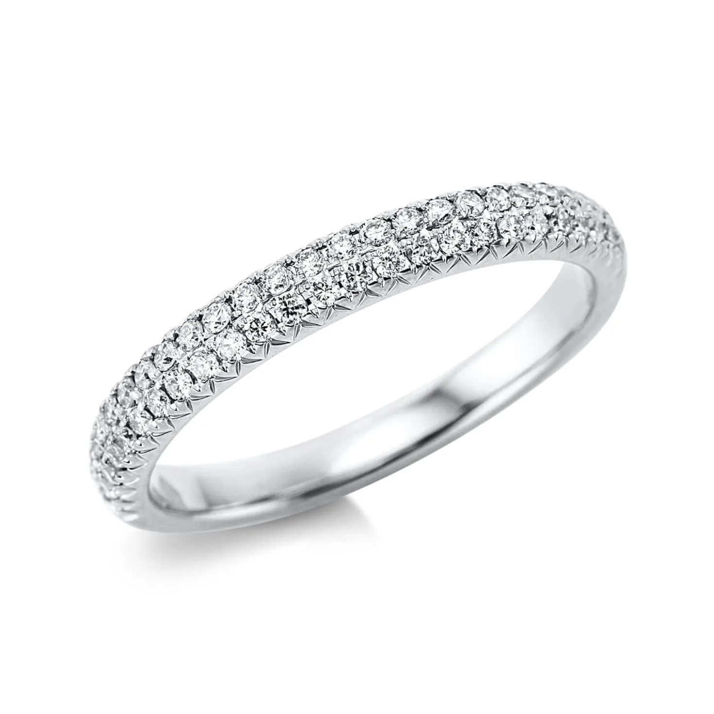 Pavé Ring aus 750 Gold Weißgold 50 Brillanten 0,3ct TW-SI H:2,6mm