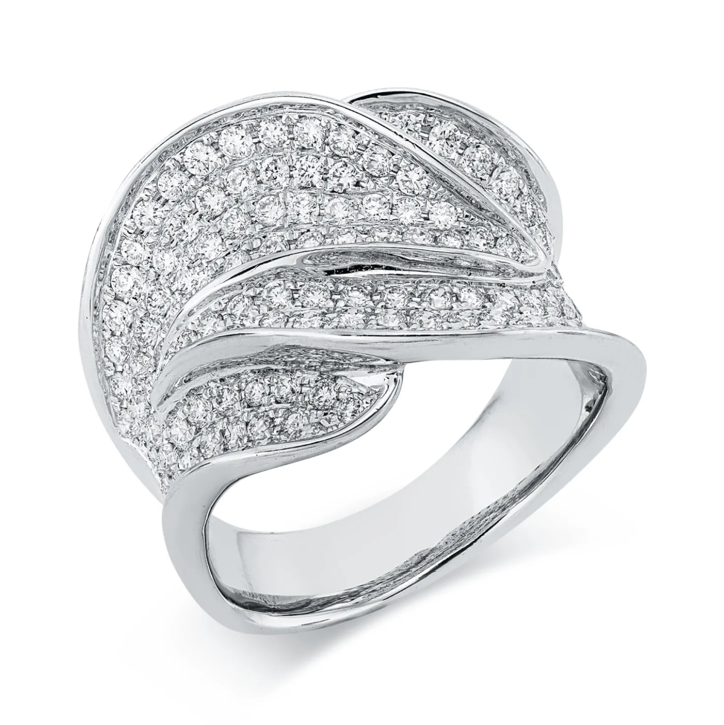 Pavé Ring aus 750 Gold Weißgold 144 Brillanten 1,75ct TW-VSI B:17,7mm