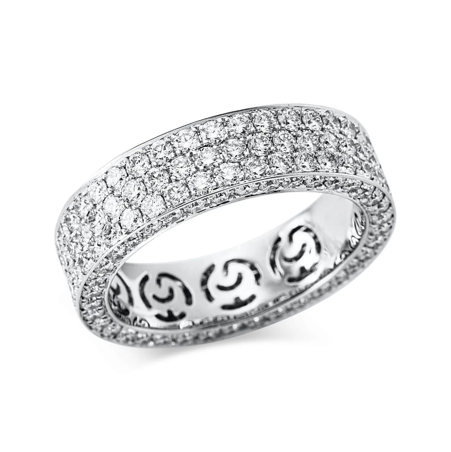 Pavé Ring aus 750 Gold Weißgold 190 Brillanten 3,06ct TW-VSI H:5,5mm