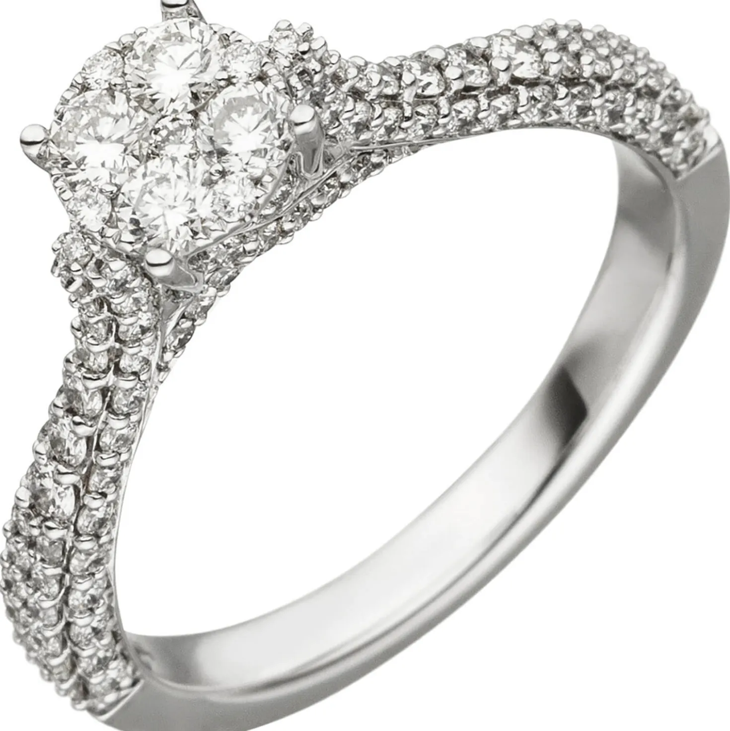 Pavé Ring aus 585 Gold Weißgold mit 119 Diamanten Brillanten 1,02 Ct W-si