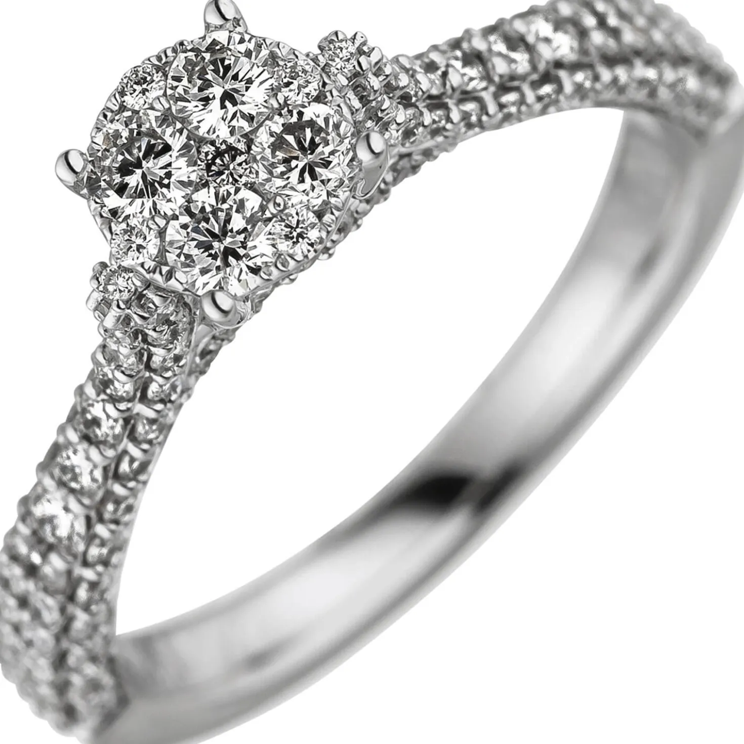 Pavé Ring aus 585 Gold Weißgold mit 119 Diamanten Brillanten 1,02 Ct W-si