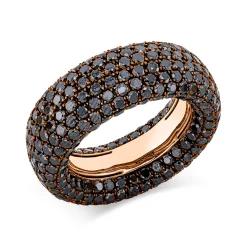 Pavé Ring aus 750 Rotgold schwarz rhodiniert 386 Brillanten 8,67ct schwarz B:9,2mm
