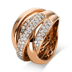 Pavé Ring breit aus 750 Gold Rotgold 102 Brillanten 1,56ct TW-SI B:15,4mm