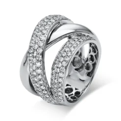 Pavé Ring breit aus 750 Weißgold 122 Brillanten 1,67ct TW-VSI B:16,3mm