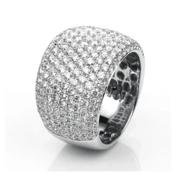 Pavé Ring breit aus 750 Weißgold 253 Brillanten 3,44ct TW-VSI B:15,4mm