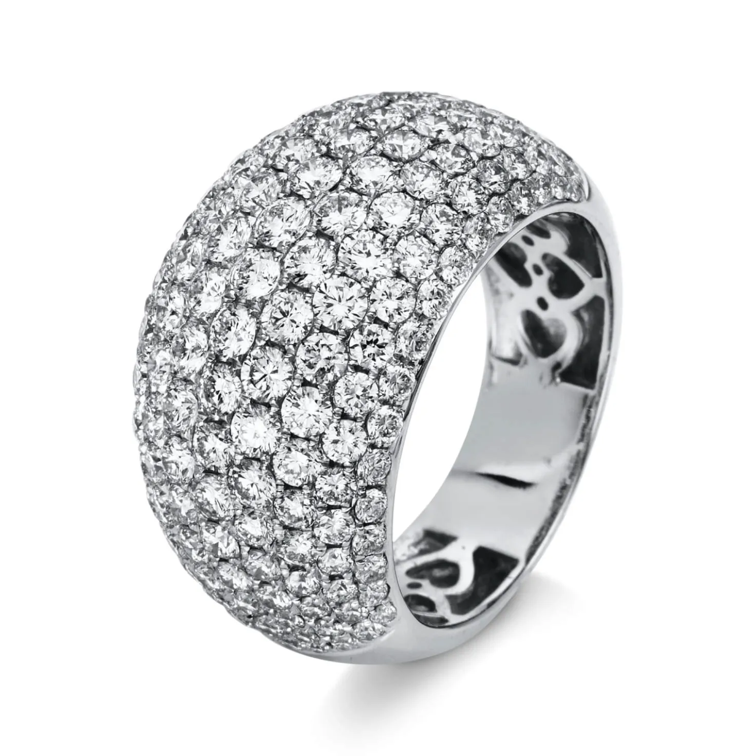 Pavé Ring breit aus 750 Weißgold 167 Brillanten 3,21ct TW-VSI B:13,5mm