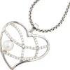 Perlenanhänger Anhänger 27,3x24mm Herz Perle & Zirkonia 925 Echt Silber Damen