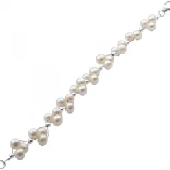 Perlenarmband, Armband aus echten Perlen, creme weiß, 3-reihig, Damen