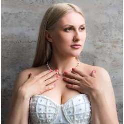 Perlenkette Kette Collier Halskette echte Perlen creme-weiß Hochzeit Brautschmuck für Damen