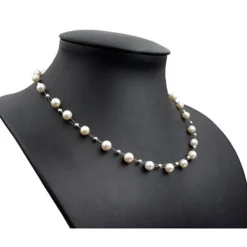 Perlenkette Kette Collier Halskette echte Perlen creme-weiß Hochzeit Brautschmuck für Damen