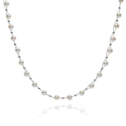 Perlenkette Kette Collier Halskette echte Perlen creme-weiß Halsschmuck Damen