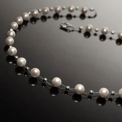 Perlenkette Kette Collier Halskette echte Perlen creme-weiß Halsschmuck Damen