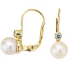 Perlenohrringe Ohrhänger 6,5x14,6mm Boutons mit Perlen & Zirkonia 333 Gelbgold