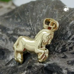 Pferd - Goldanhänger Anhänger 10x11mm Kettenanhänger aus 375 Gold Gelbgold Damen