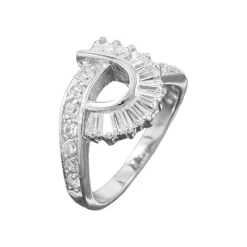 P Form - Ring Damenring mit Zirkonia 925 Silber rhodiniert