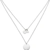 2-reihige Halskette Collier 2 Gravur-Platten & Zirkonia Anhänger 925 Silber 44cm