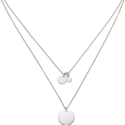 2-reihige Halskette Collier 2 Gravur-Platten & Zirkonia Anhänger 925 Silber 44cm