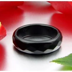 Ring aus echtem Onyx schwarz facettiert 6mm breit Onyxring Fingerring