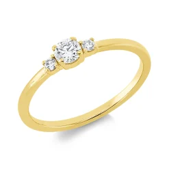 Ring aus 750 Gelbgold 2 Brillanten 0,04ct TW-SI 1 Brillant 0,18ct TW-SI B:5mm