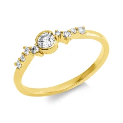 Ring aus 750 Gelbgold 8 Brillanten 0,12ct TW-SI 1 Brillant 0,14ct TW-SI B:4,2mm