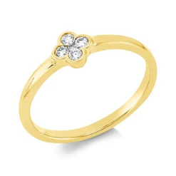 Ring aus 750 Gelbgold 4 Brillanten 0,09ct TW-SI 1 Brillant 0,01ct TW-SI B:5,3mm