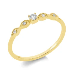 Ring aus 750 Gelbgold 4 Brillanten 0,04ct TW-SI 1 Brillant 0,07ct TW-SI B:2,4mm
