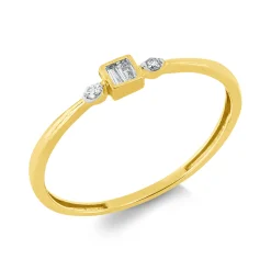 Ring aus 750 Gelbgold 4 Diamanten 0,07ct TW-SI B:2,9mm Fassung rhodiniert