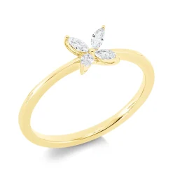 Ring aus 750 Gelbgold 4 Diamanten Navette-Schliff 0,13ct TW-SI B:5,7mm