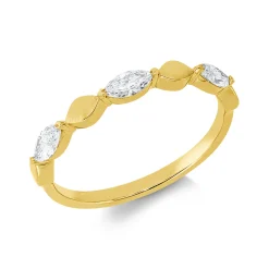 Ring aus 750 Gelbgold 3 Diamanten Navette-Schliff 0,45ct TW-SI B:3,7mm