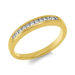 Ring aus 750 Gelbgold 12 Diamanten Prinzess-Schliff 0,23ct W-SI B:2,8mm