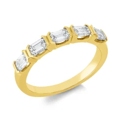 Ring aus 585 Gelbgold 5 Diamanten Smaragd-Schliff 0,99ct TW-SI B:3,3mm Zarge