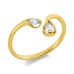 Ring aus 750 Gelbgold 2 Diamanten Tropfen-Schliff 0,22ct TW-SI B:9,6mm