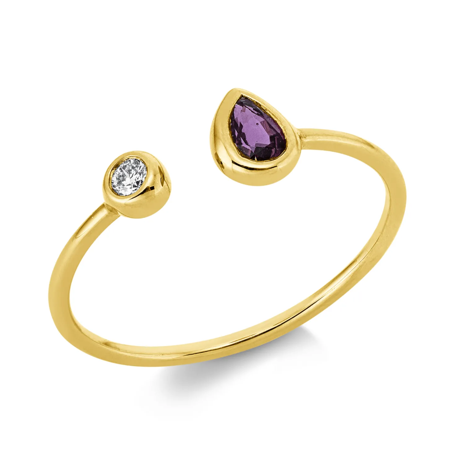 Ring aus 750 Gelbgold Rubin 0,24ct rot Brillant 0,04ct I-SI/PI B:5,2mm