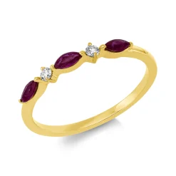 Ring aus 750 Gelbgold 3 Rubine 0,25ct rot 2 Brillanten 0,05ct TW-SI B:2,4mm