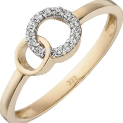 Ring aus 333 Gold Gelbgold bicolor mit 13 Zirkonia Fingerring Damen