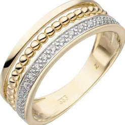 Ring aus 333 Gold Gelbgold bicolor mit 17 Zirkonia weiß Fingerring Goldring
