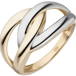 Ring aus 333 Gold Gelbgold bicolor teilrhodiniert B: 11,9mm Fingerring Damen