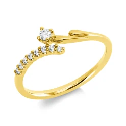 Ring aus 750 Gold Gelbgold 9 Brillanten 0,11ct TW-PI B:5,5mm